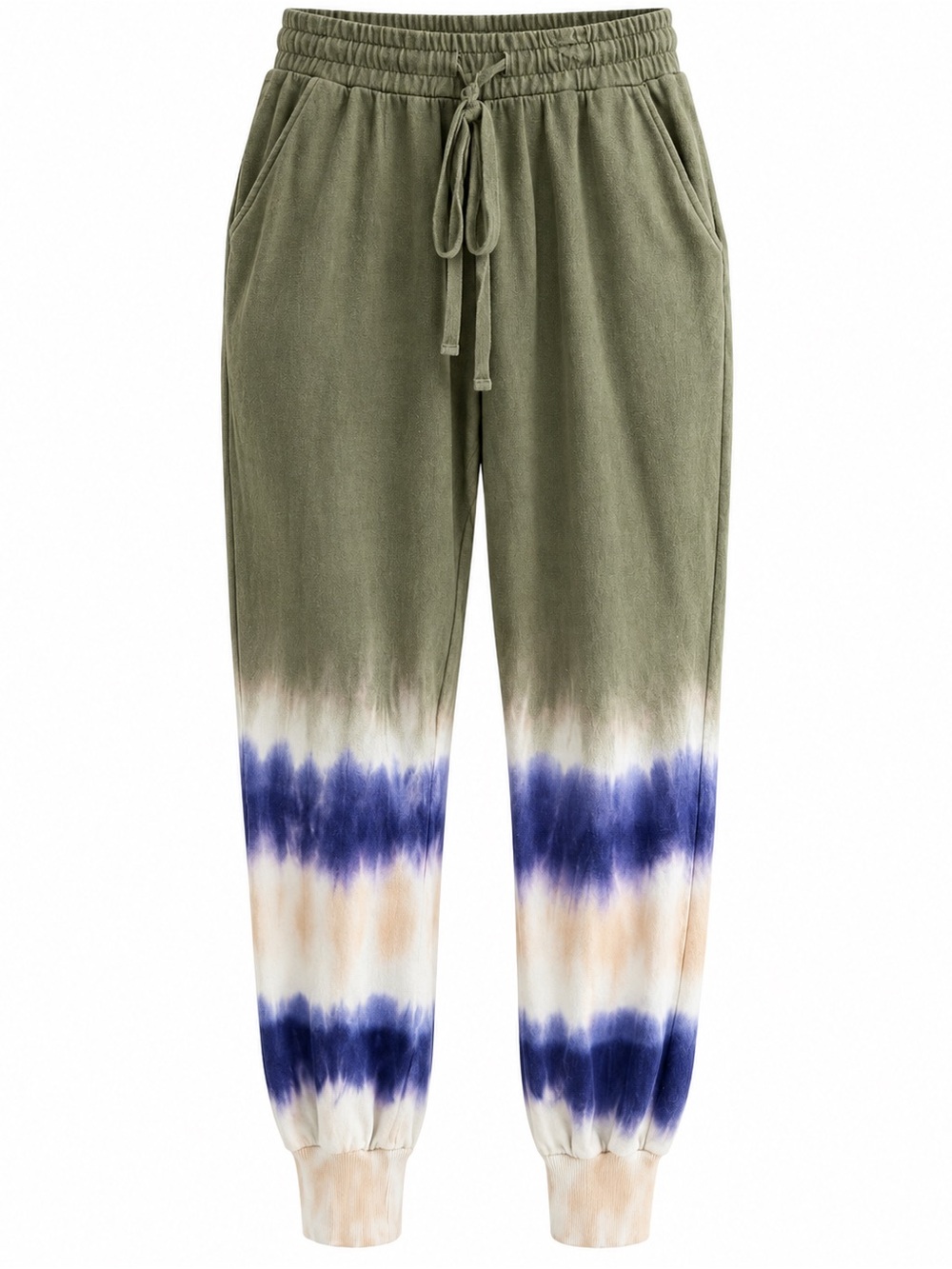 EASEL 100% Cotton Tie-Dye Lightweight Joggers Olive Green, Small